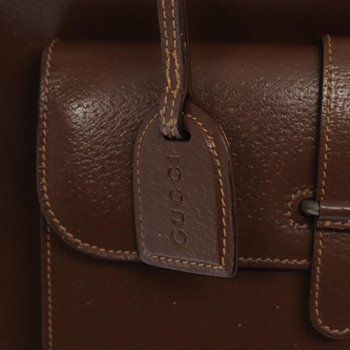 GUCCI Hand Bag Leather 2way Brown Silver 000 2058 0307 5 86921