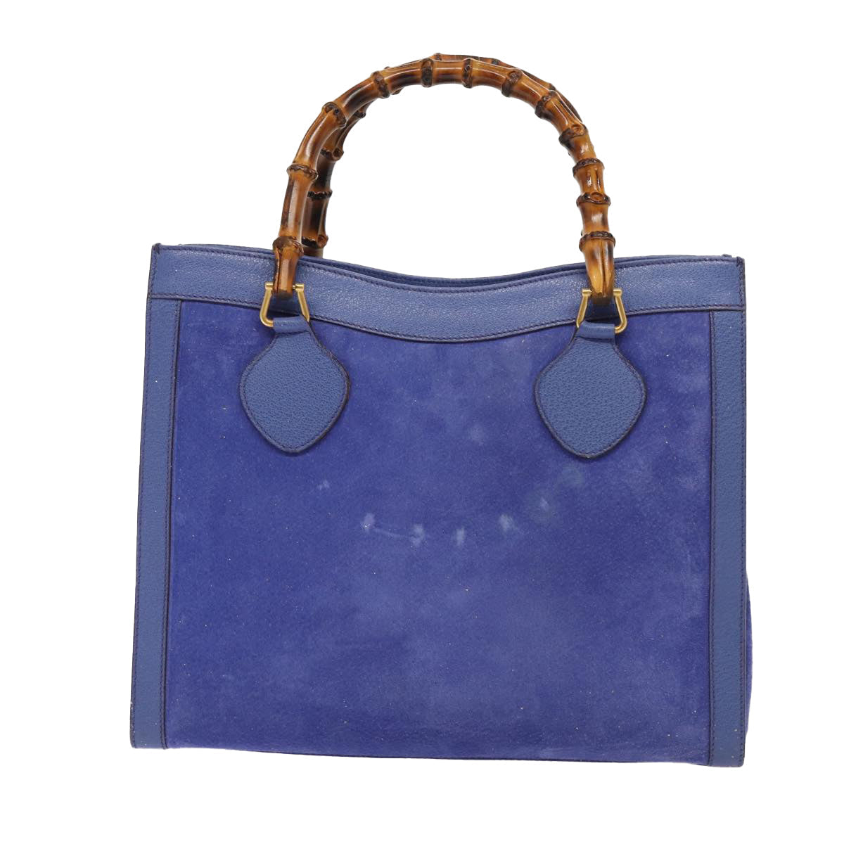GUCCI Bamboo Hand Bag Suede Leather Blue Gold 002 1186 0260 86922