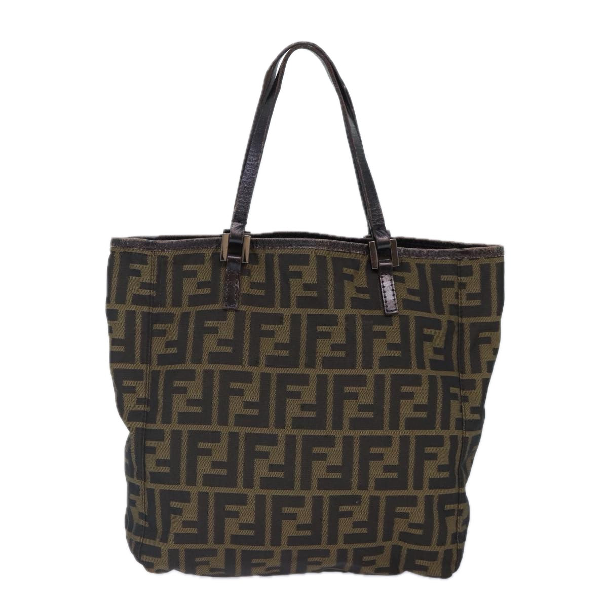 FENDI Zucca Canvas Hand Bag Brown Black Silver 86924