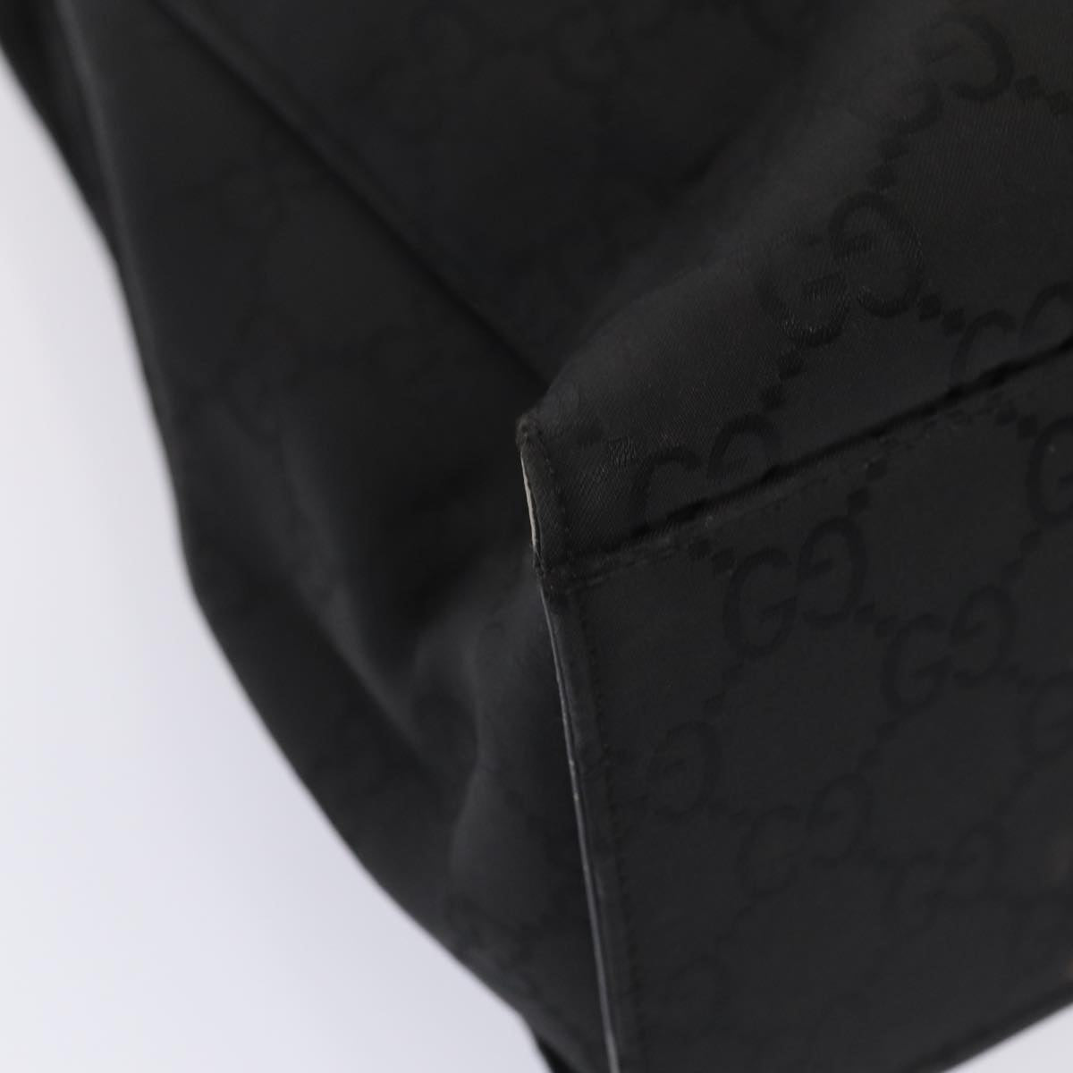 GUCCI GG Canvas Bamboo Hand Bag Black Silver 002 1015 86927