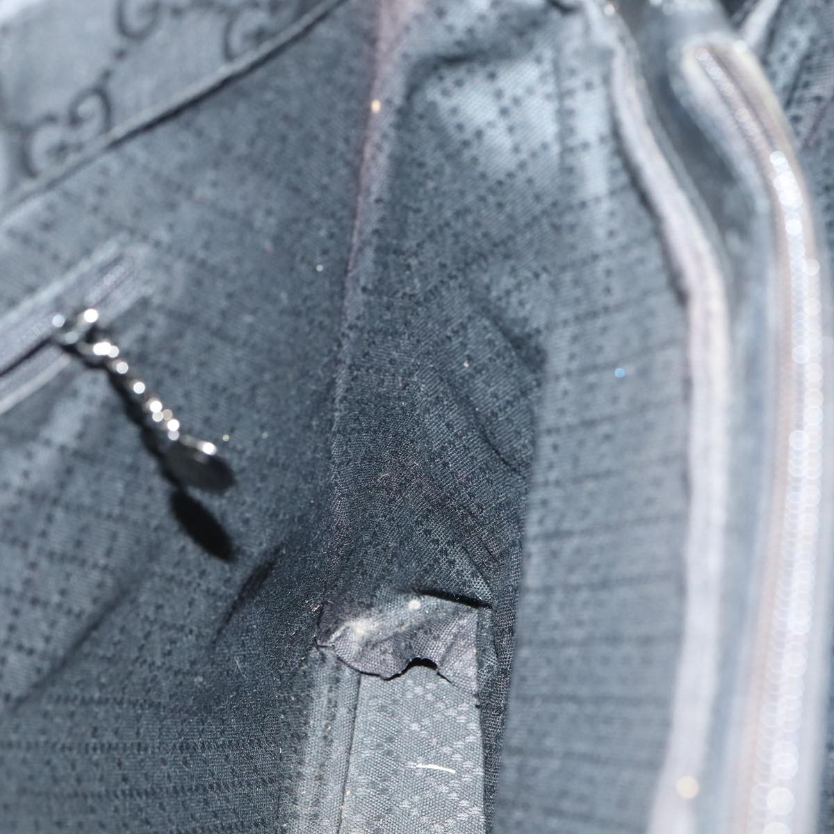 GUCCI GG Canvas Bamboo Hand Bag Black Silver 002 1015 86927
