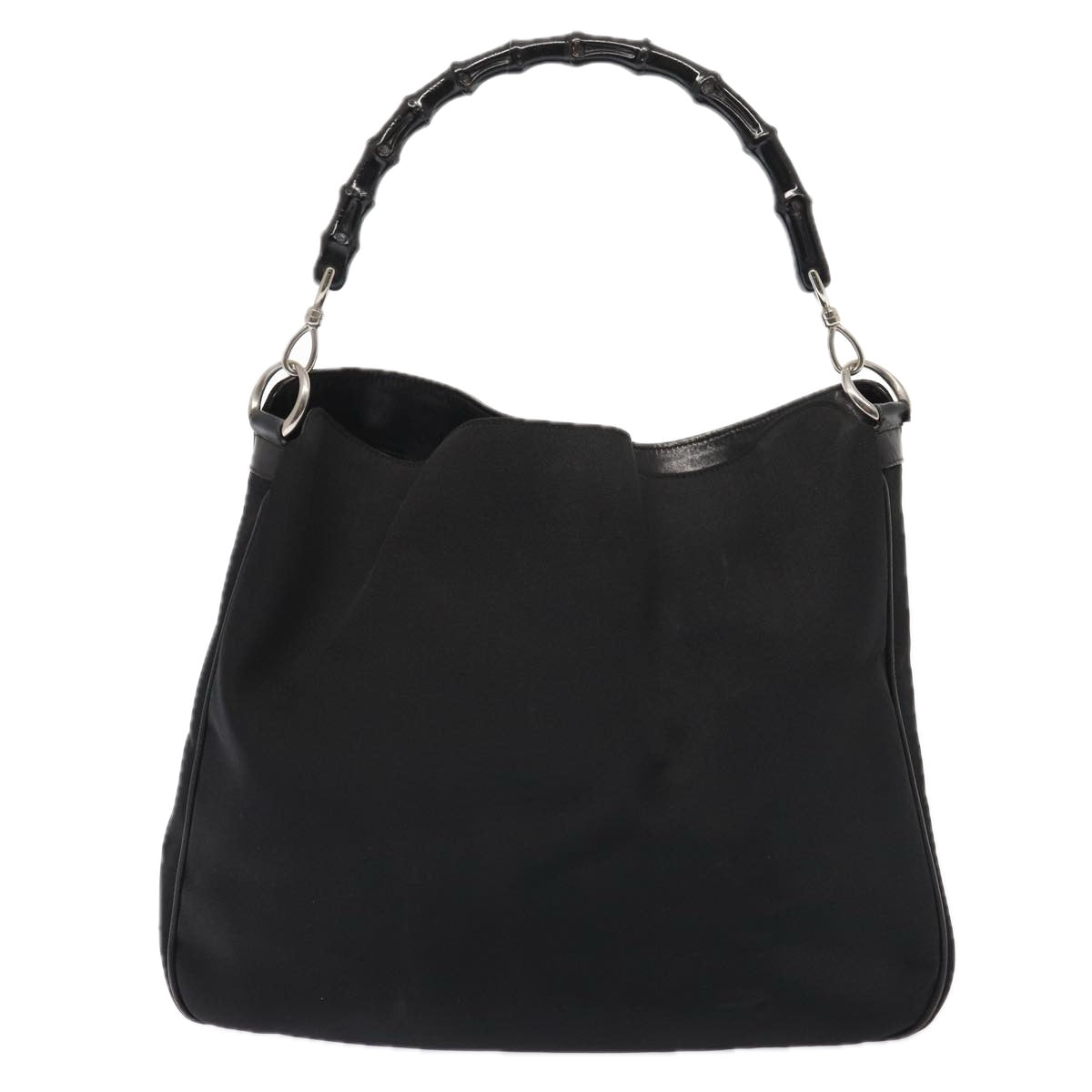 GUCCI Bamboo Hand Bag Nylon 2way Black Silver 001 2113 1577 86930