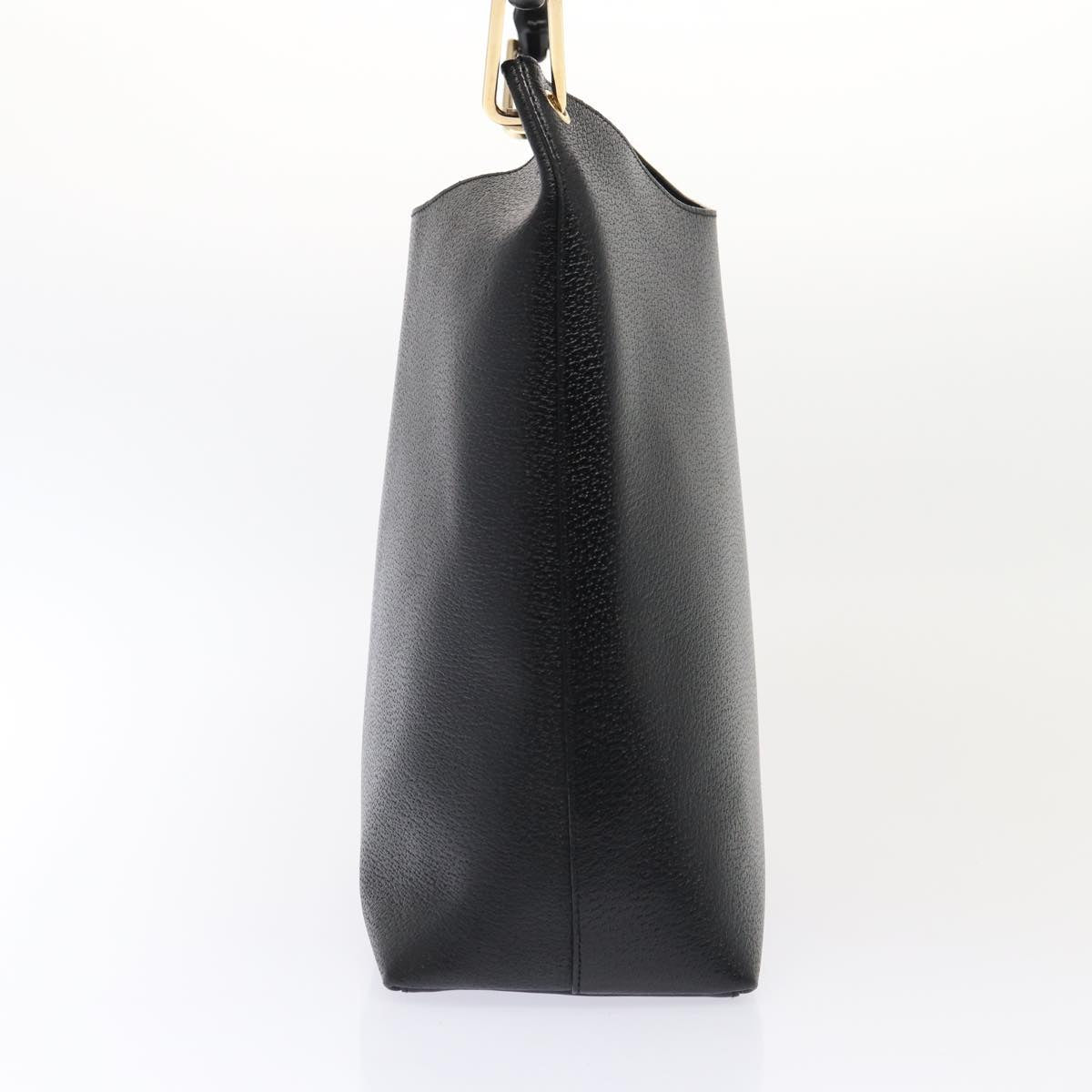 GUCCI Bamboo Shoulder Bag Leather Black Gold 86931