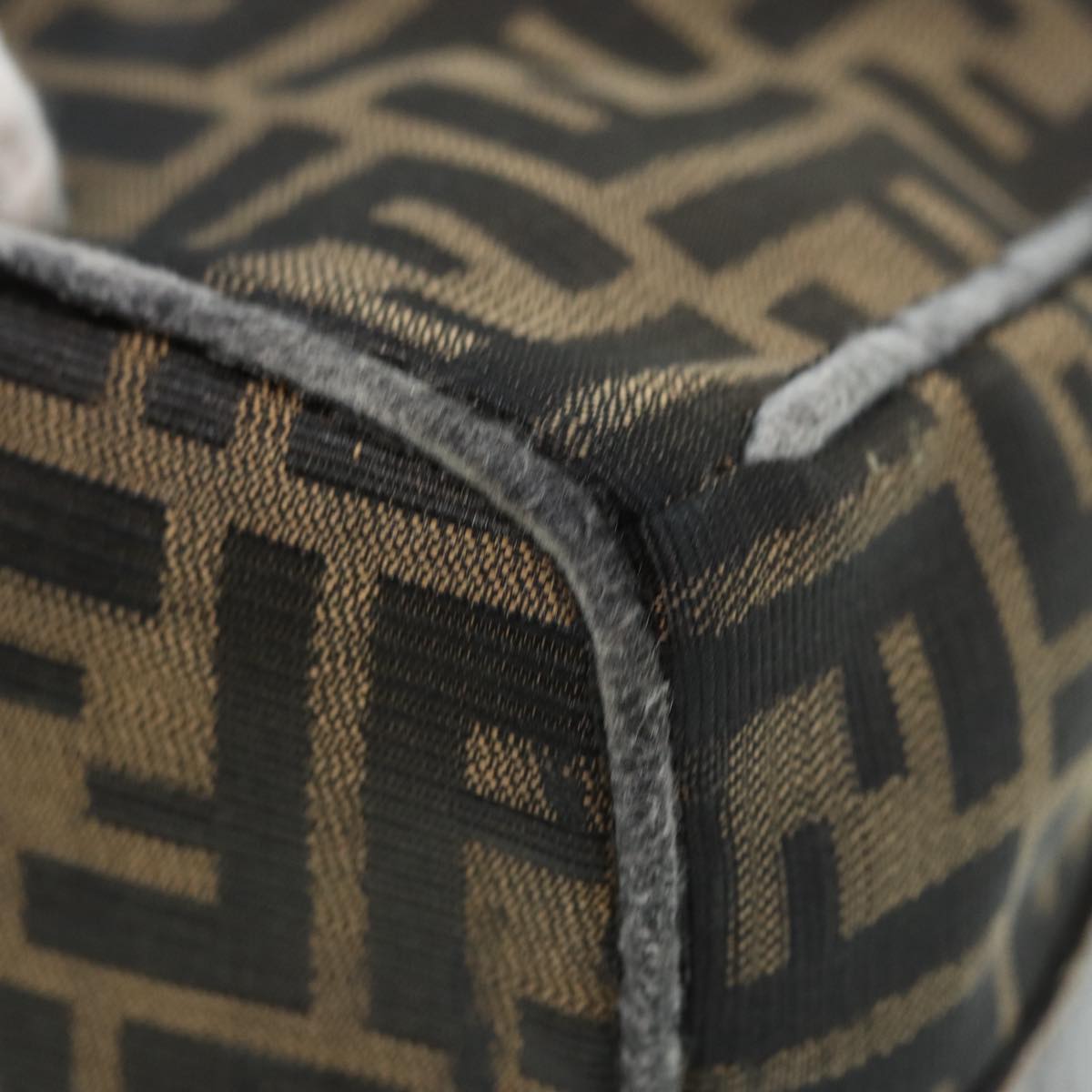 FENDI Zucca Canvas Vanity Pouch Brown Black gold 86935