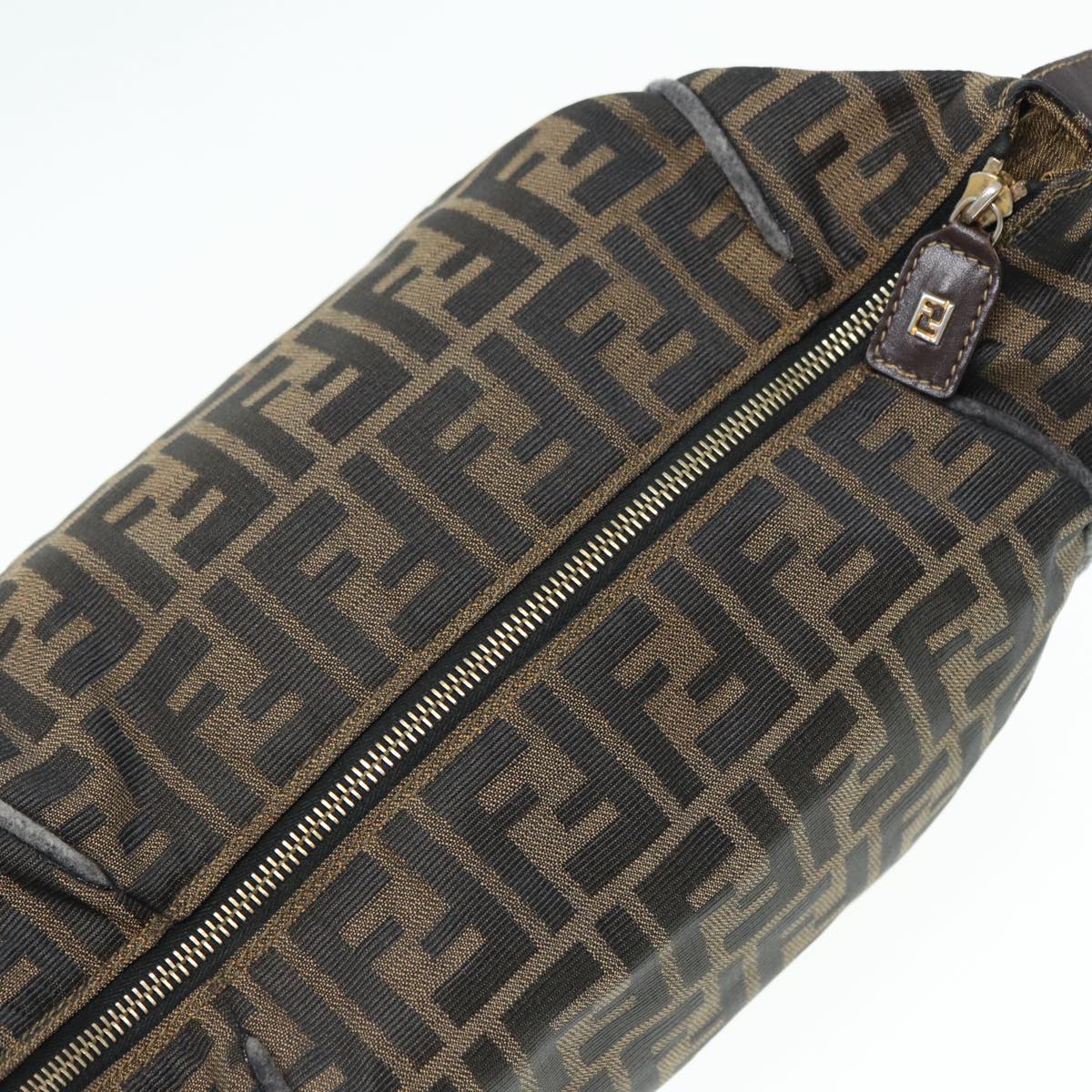 FENDI Zucca Canvas Vanity Pouch Brown Black gold 86935