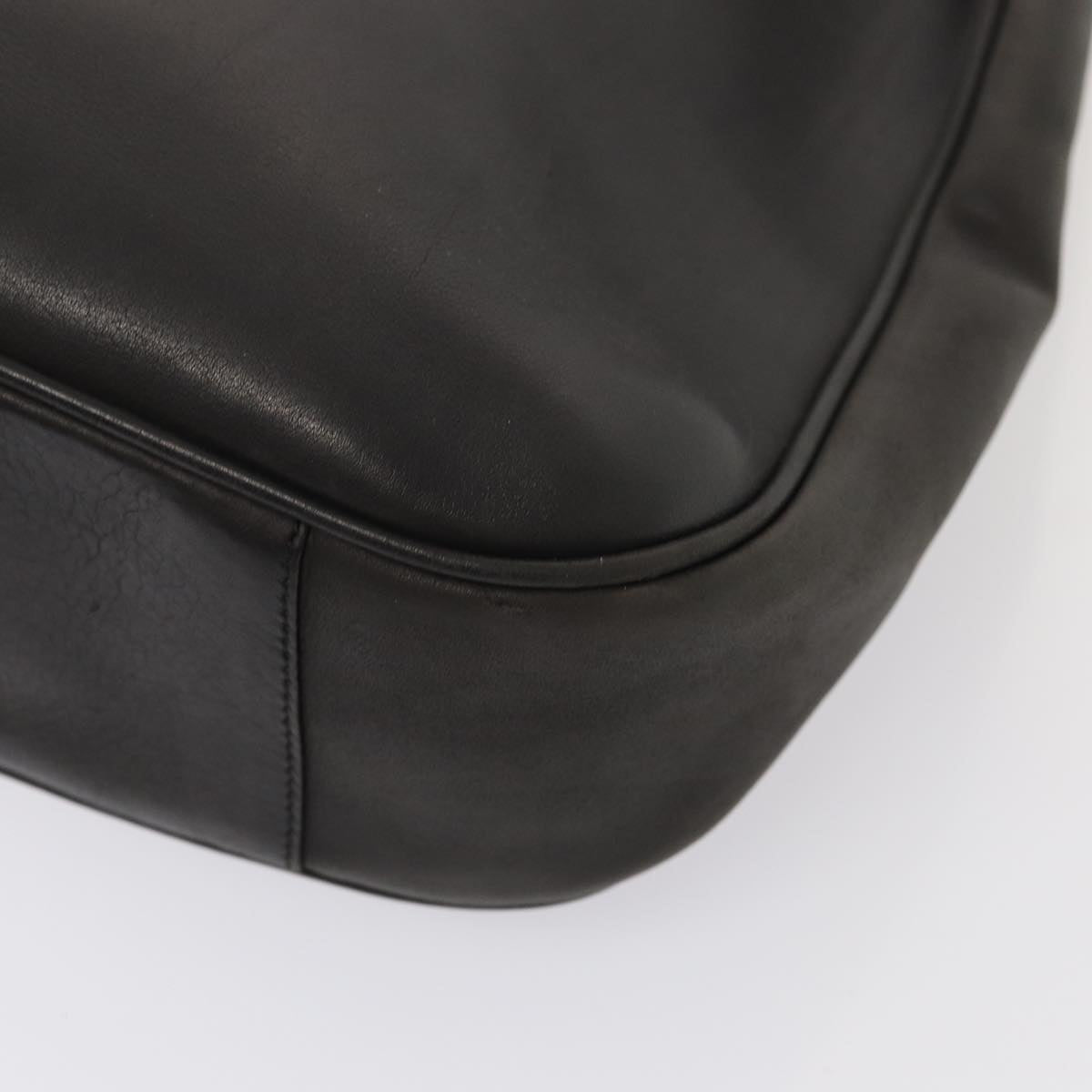 GUCCI Bamboo Hand Bag Leather Outlet 2way Black Gold 86963