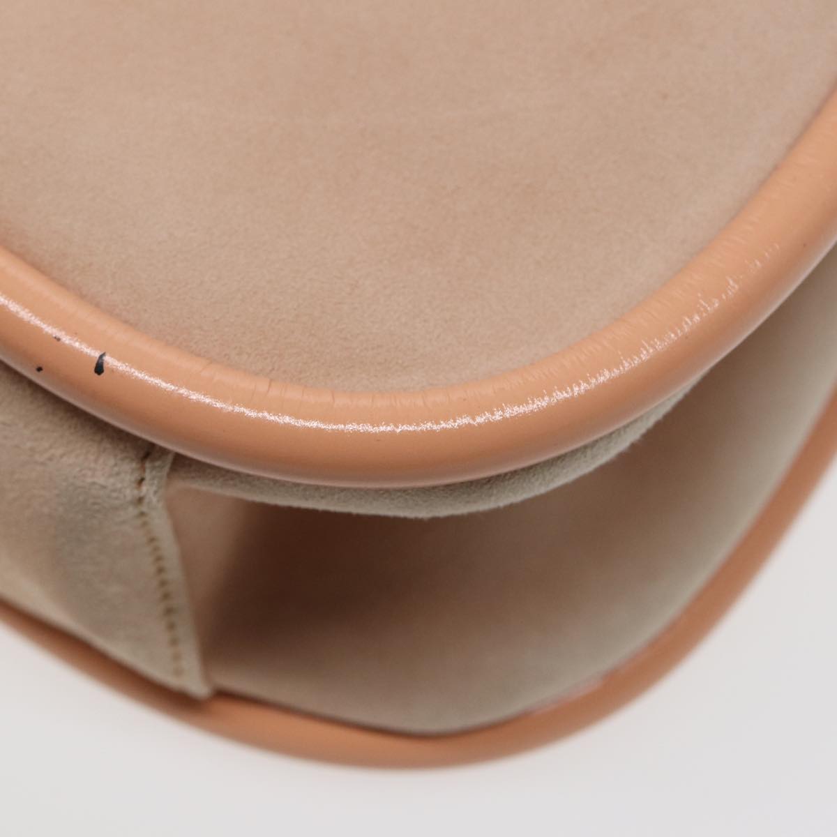 GUCCI Shoulder Bag Suede Beige Gold 86964