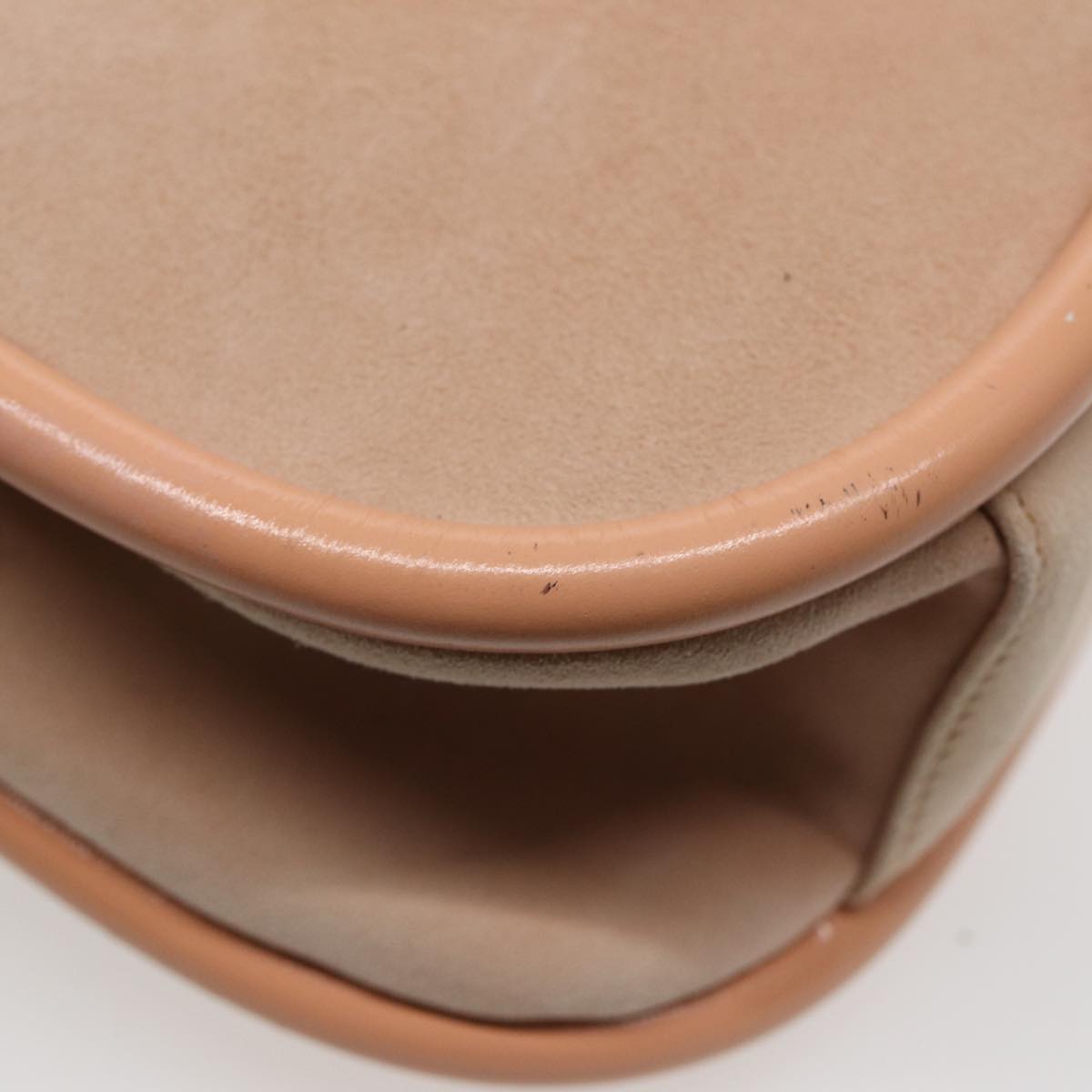 GUCCI Shoulder Bag Suede Beige Gold 86964