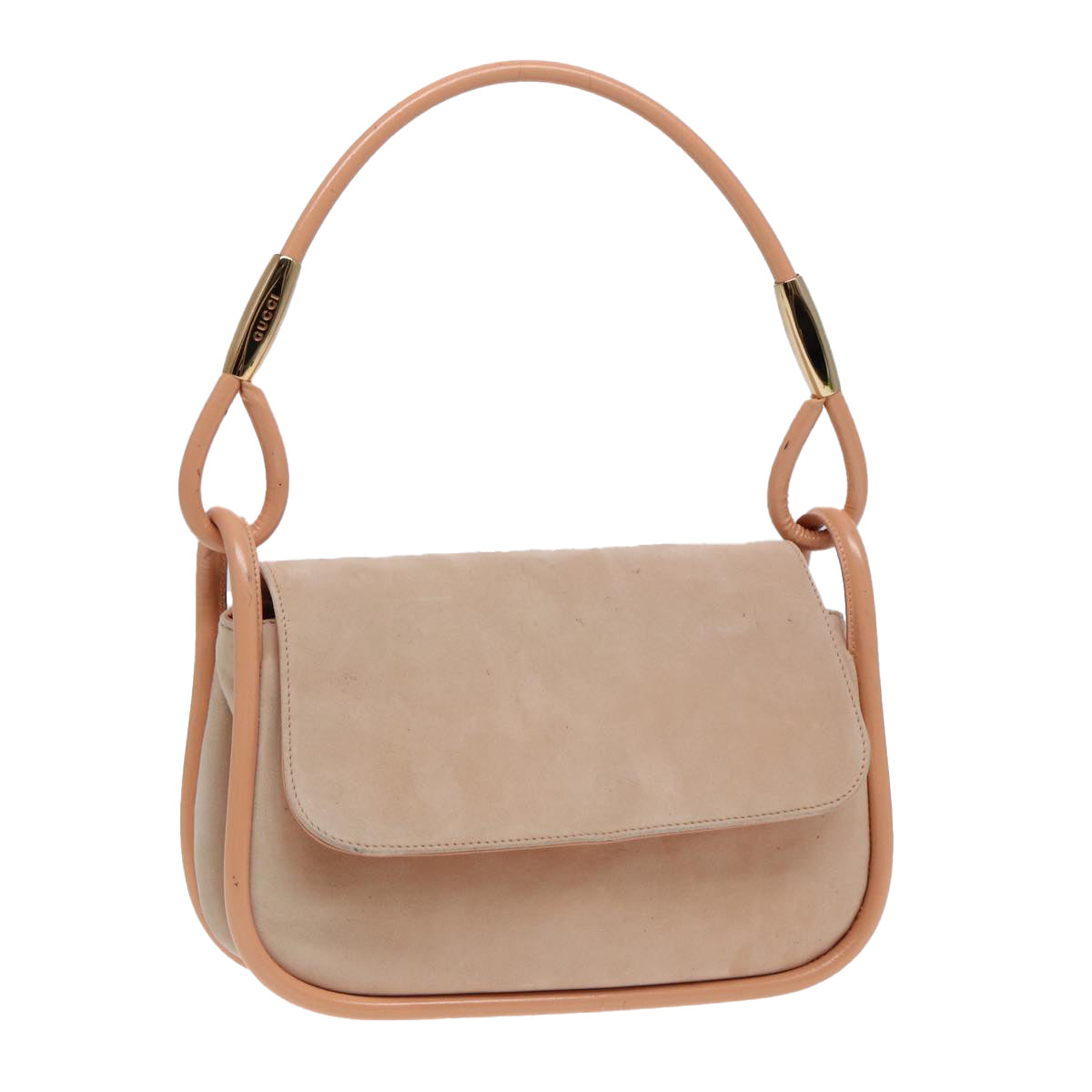 GUCCI Shoulder Bag Suede Beige Gold 86964