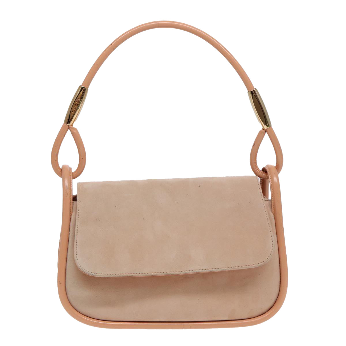 GUCCI Shoulder Bag Suede Beige Gold 86964