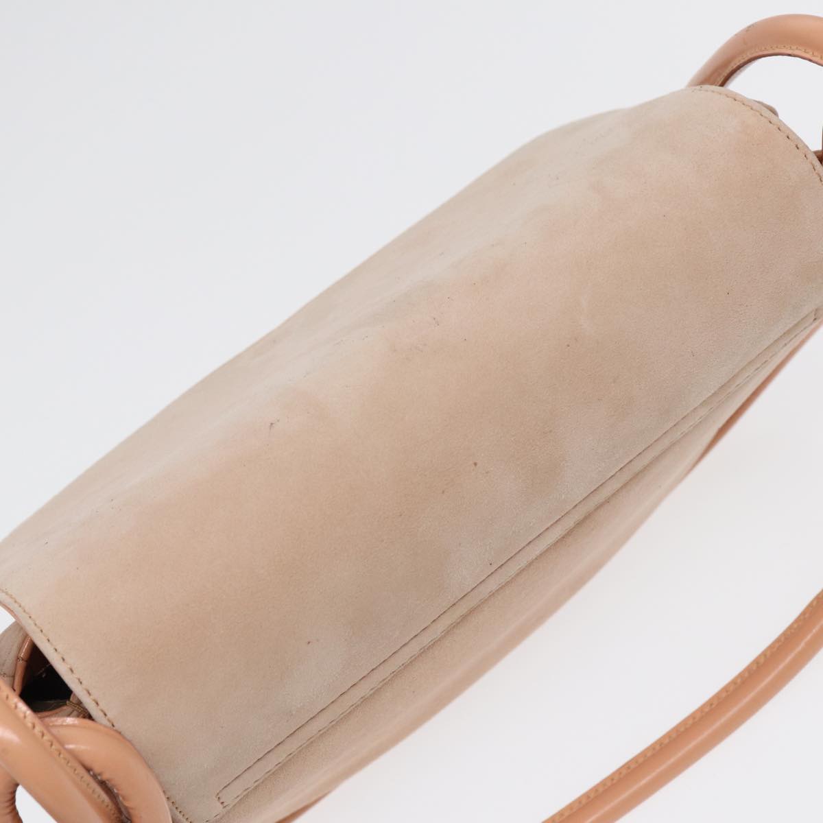 GUCCI Shoulder Bag Suede Beige Gold 86964