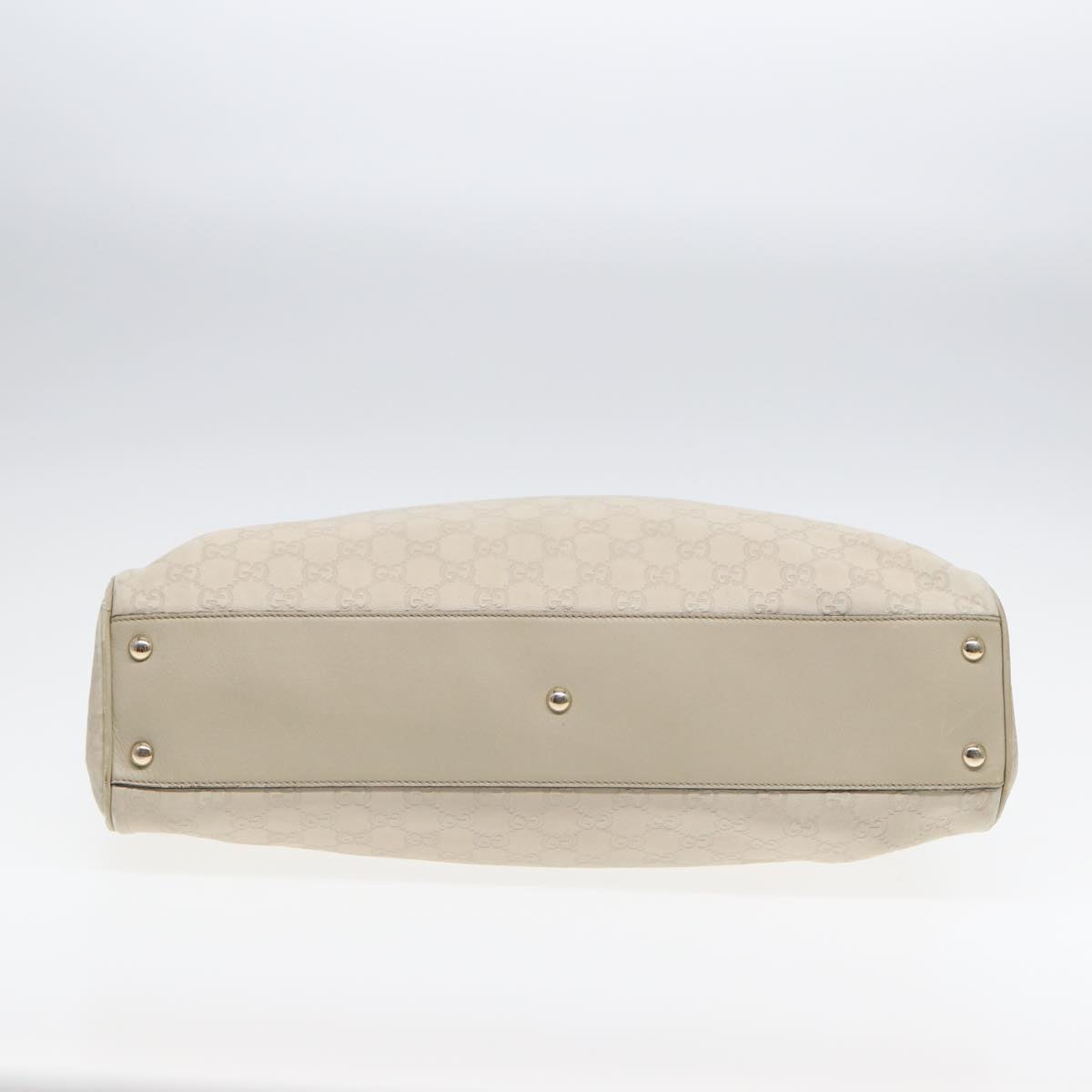 GUCCI GG Canvas Guccissima bamboo Shoulder Bag Leather White Gold 87104