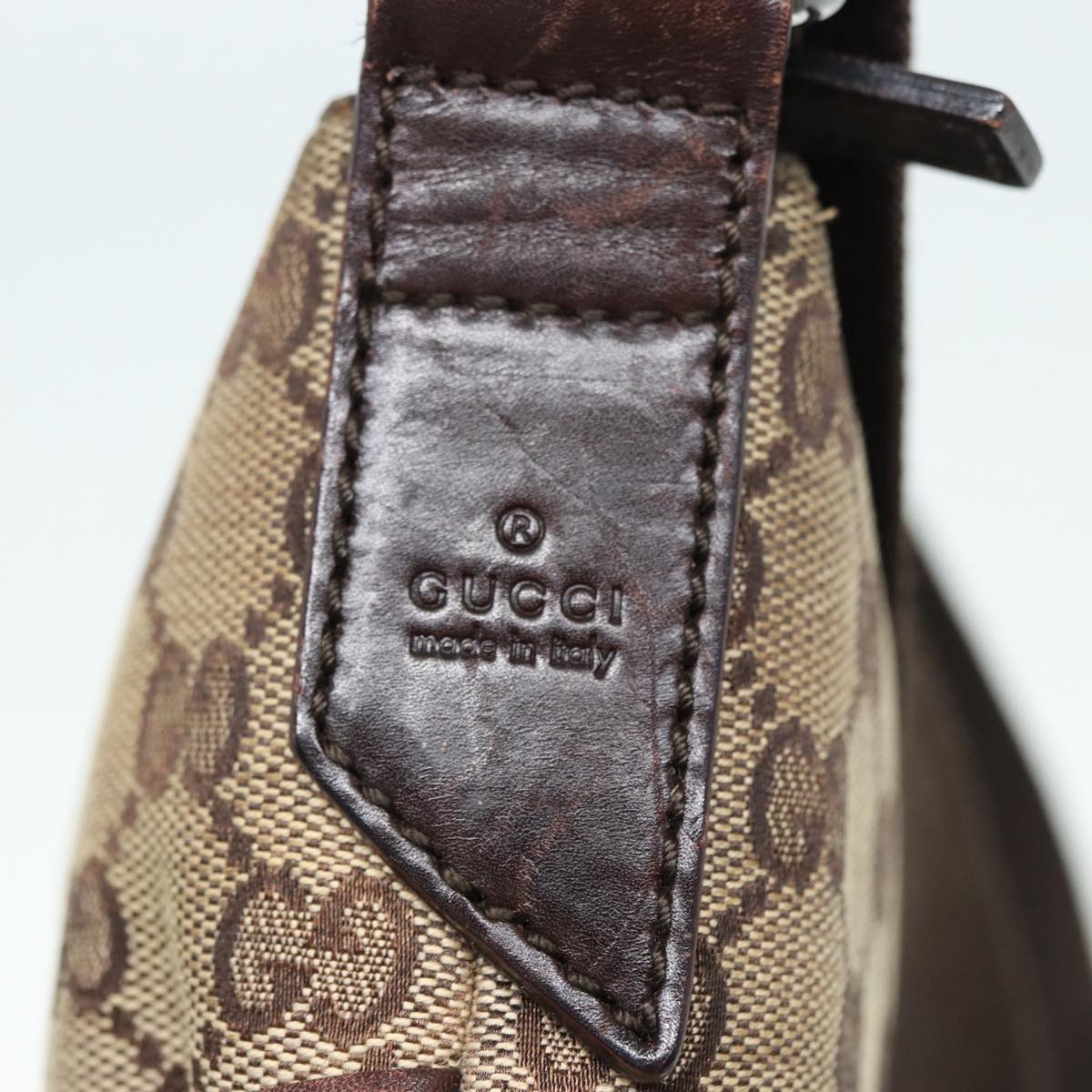 GUCCI GG Canvas Shoulder Bag Beige Brown Silver 147671 87163