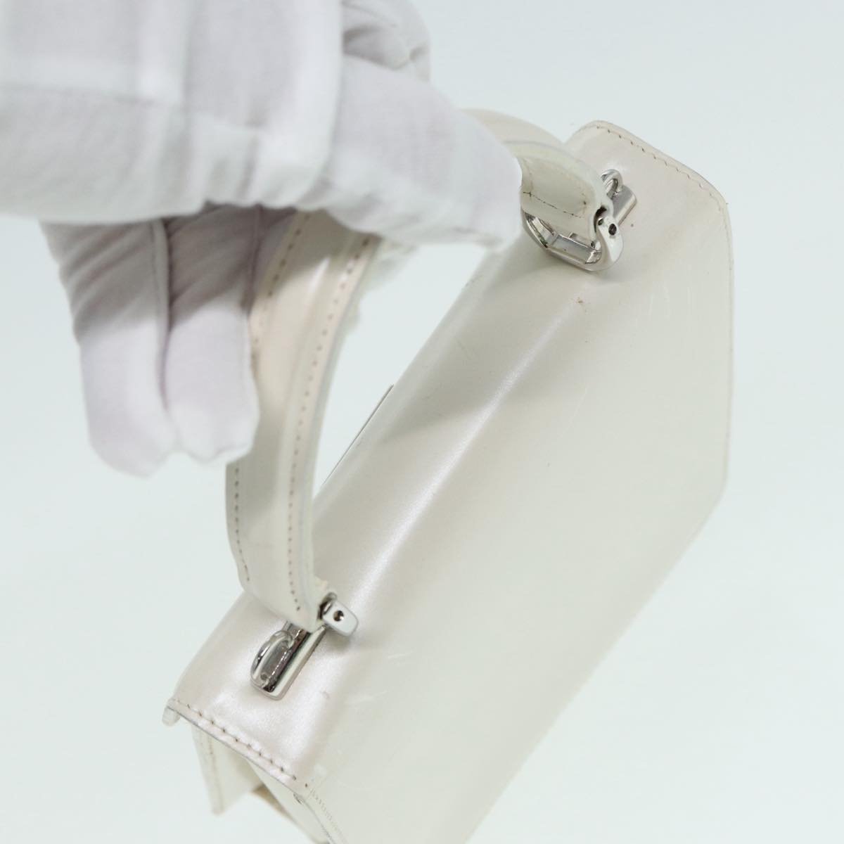 GUCCI Hand Bag Leather 2way White Silver 87204