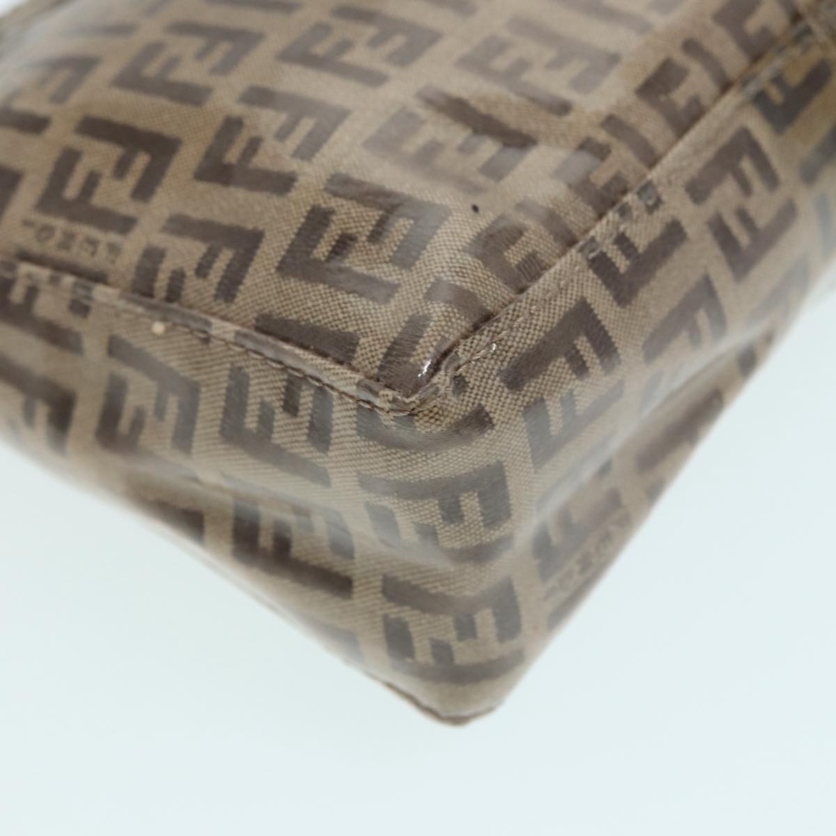 FENDI Zucchino Canvas Hand Bag Beige Gold 87208