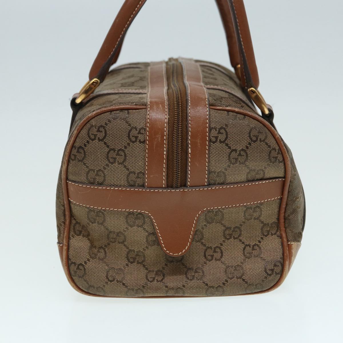 GUCCI GG Canvas Hand Bag Gold Brown 87220