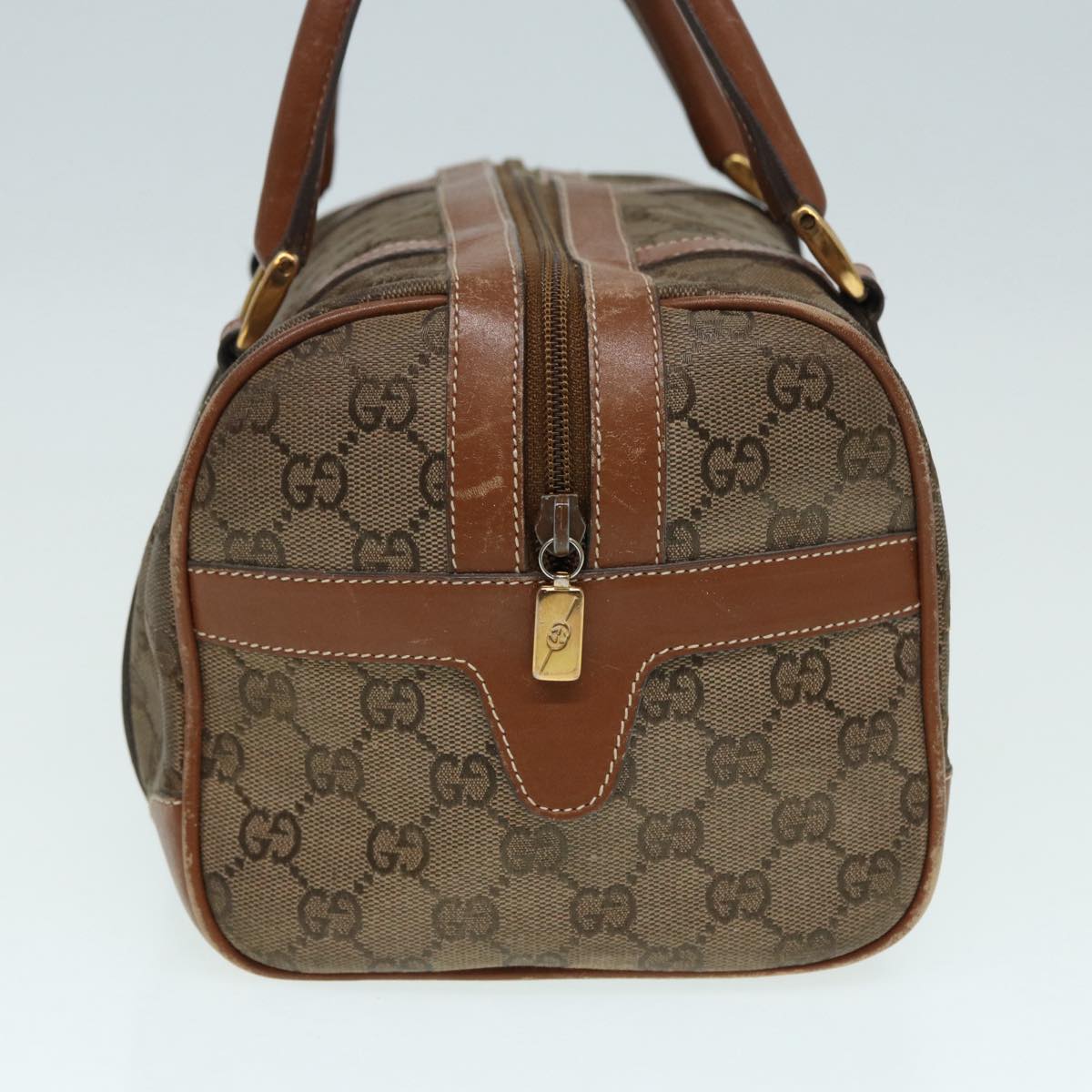 GUCCI GG Canvas Hand Bag Gold Brown 87220