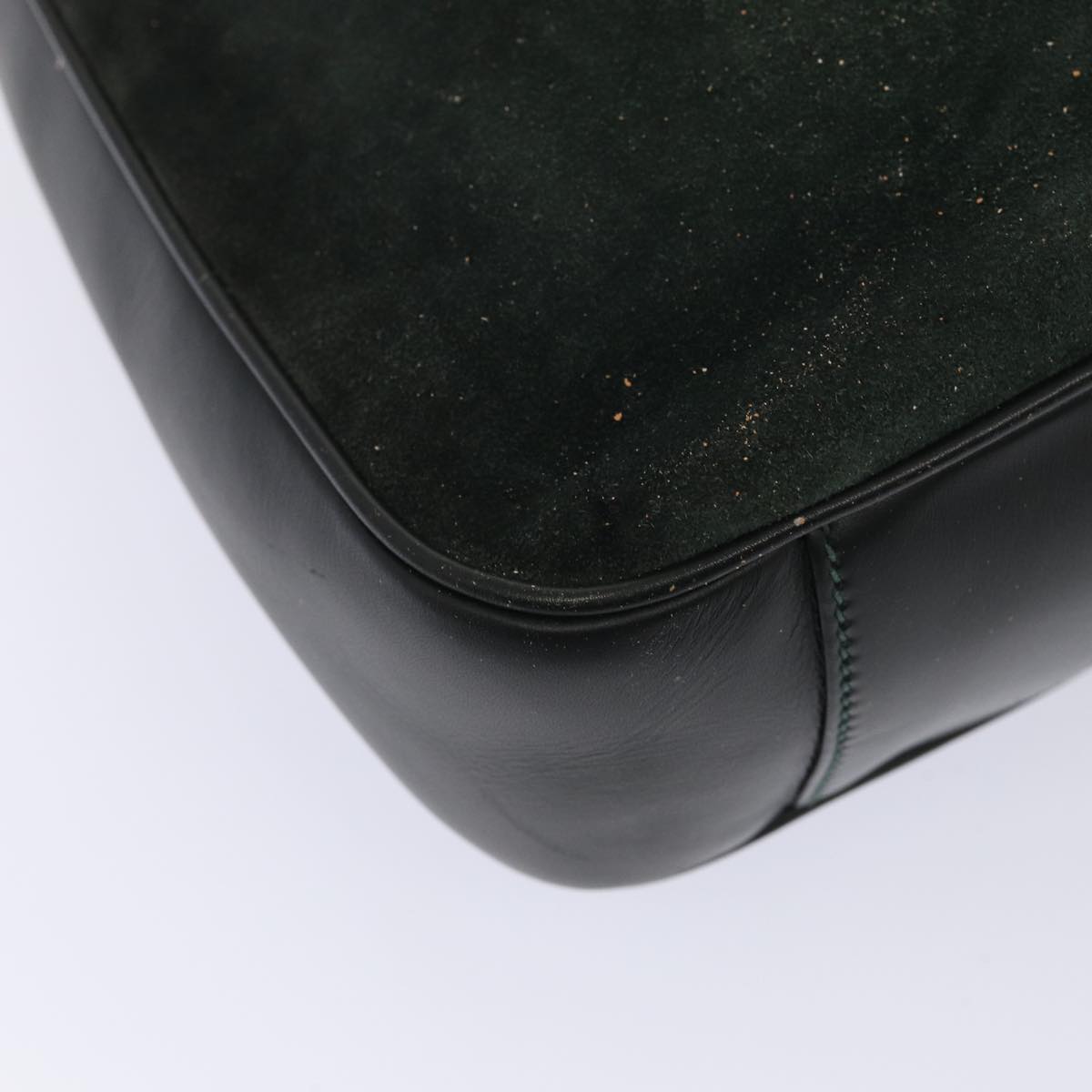 GUCCI Bamboo Hand Bag Suede 2way Green 87329