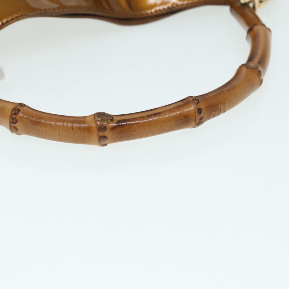 GUCCI Bamboo Hand Bag patent 2way Bronze 87342