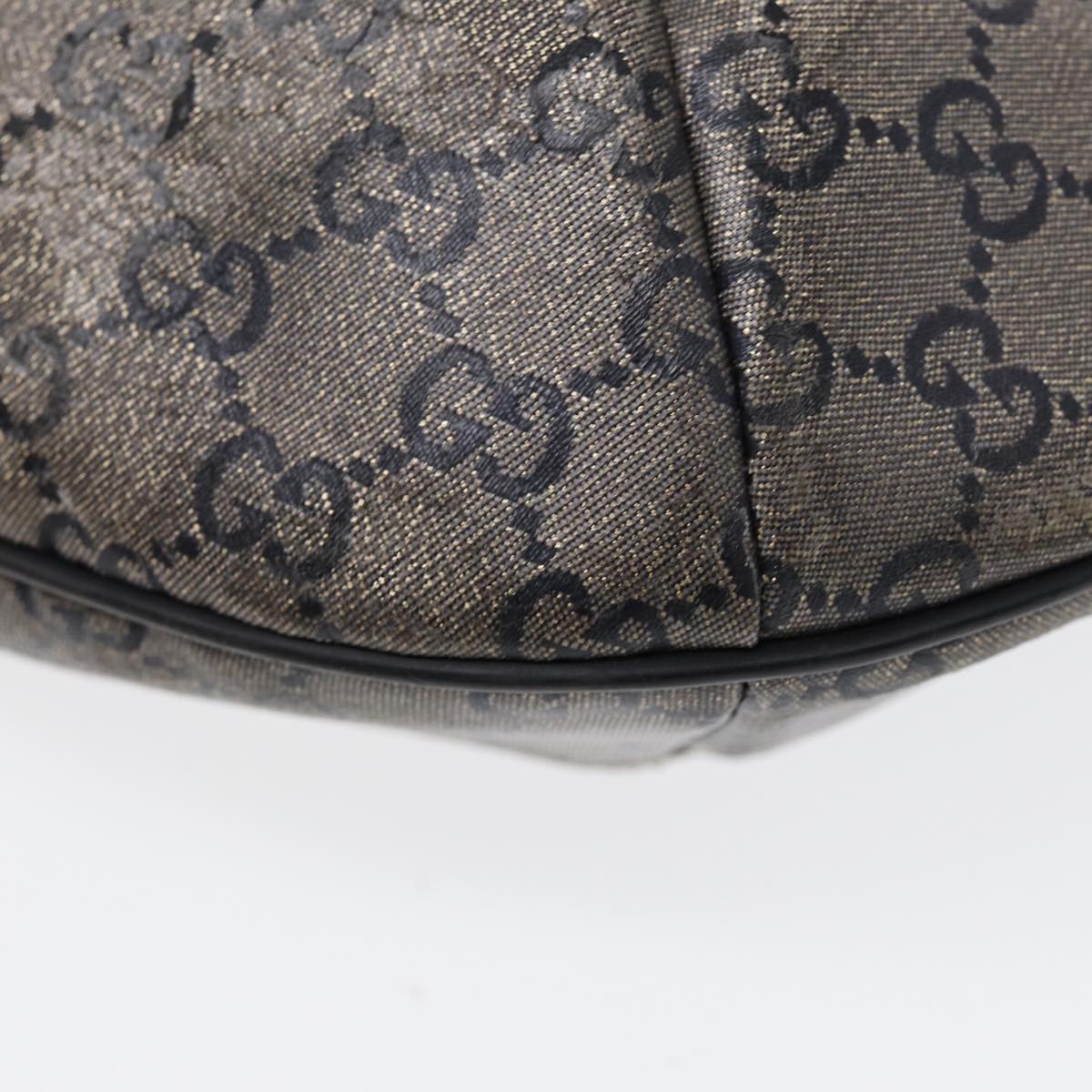 GUCCI GG Crystal Shoulder Bag Coated Canvas Silver Black 181092 87343