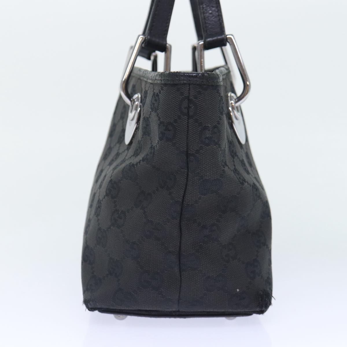 GUCCI GG Canvas Hand Bag Black Silver 120844 87404