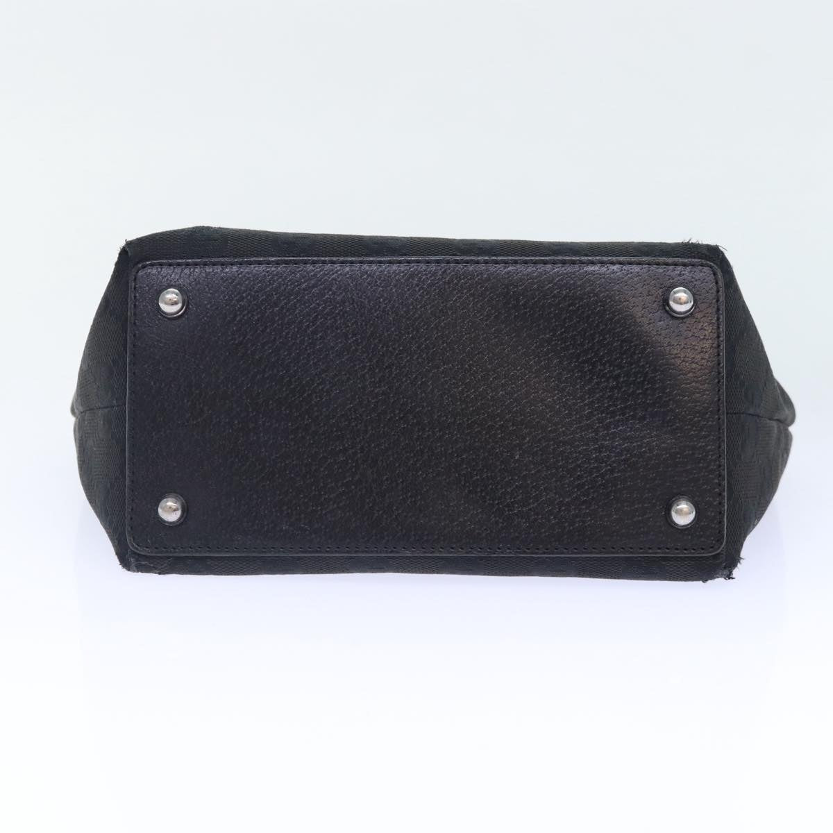 GUCCI GG Canvas Hand Bag Black Silver 120844 87404