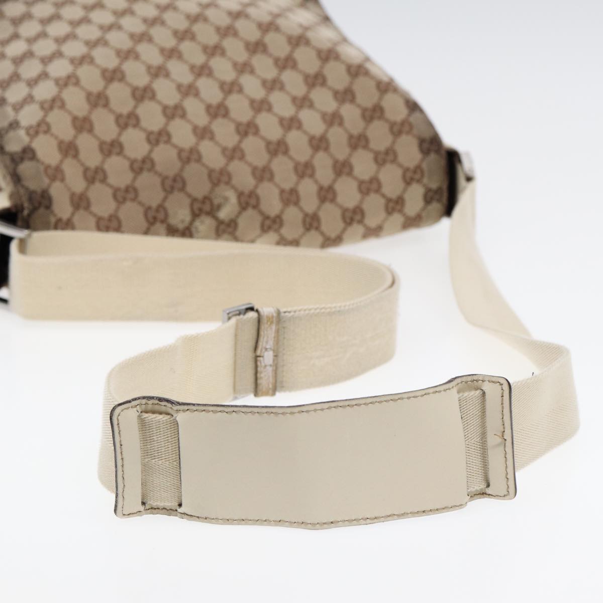 GUCCI GG Canvas Shoulder Bag Beige Silver 146236 87424