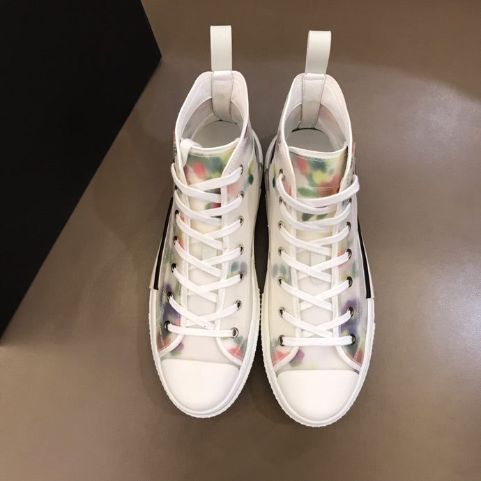 GLM - DIR B23 White Floral Print HIGH-TOP SNEAKER