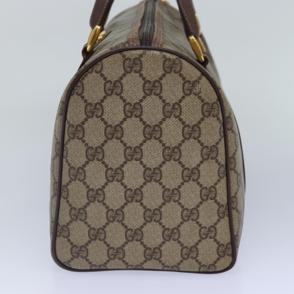 GUCCI GG Canvas Boston Bag PVC Leather Beige 87620