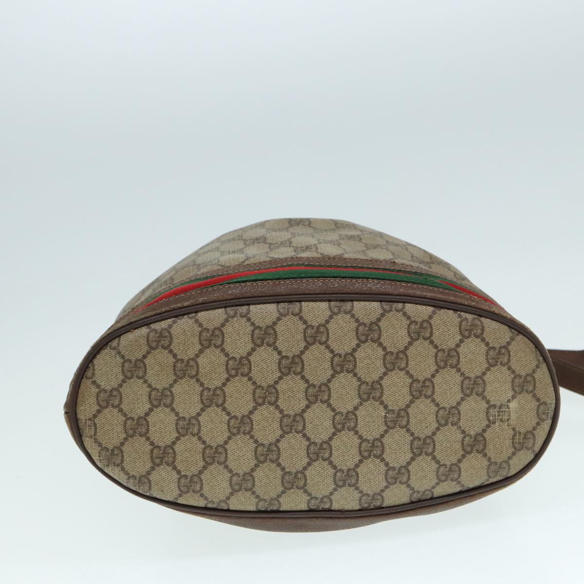 GUCCI GG Supreme Web Sherry Line Shoulder Bag PVC Beige gold 87621