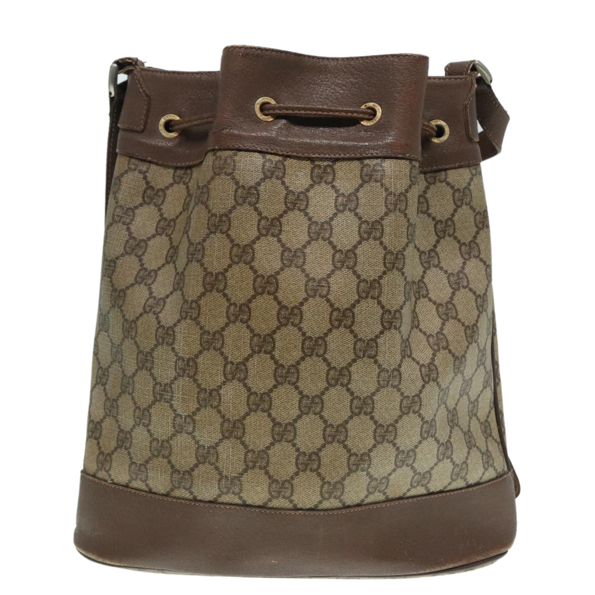 GUCCI GG Supreme Web Sherry Line Shoulder Bag PVC Beige gold 87621