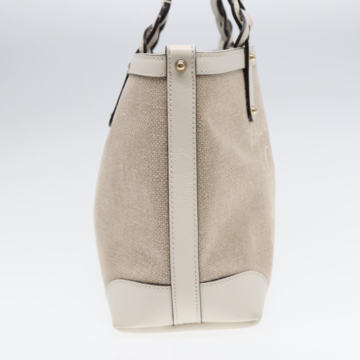 GUCCI Hand Bag Canvas Leather Beige White gold 269878 87749