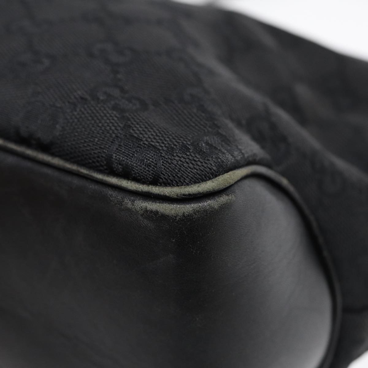 GUCCI GG Canvas Shoulder Bag Black Silver 109143 87750