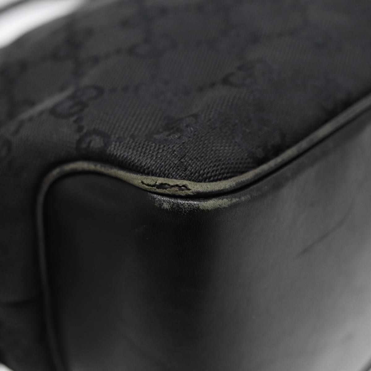 GUCCI GG Canvas Shoulder Bag Black Silver 109143 87750
