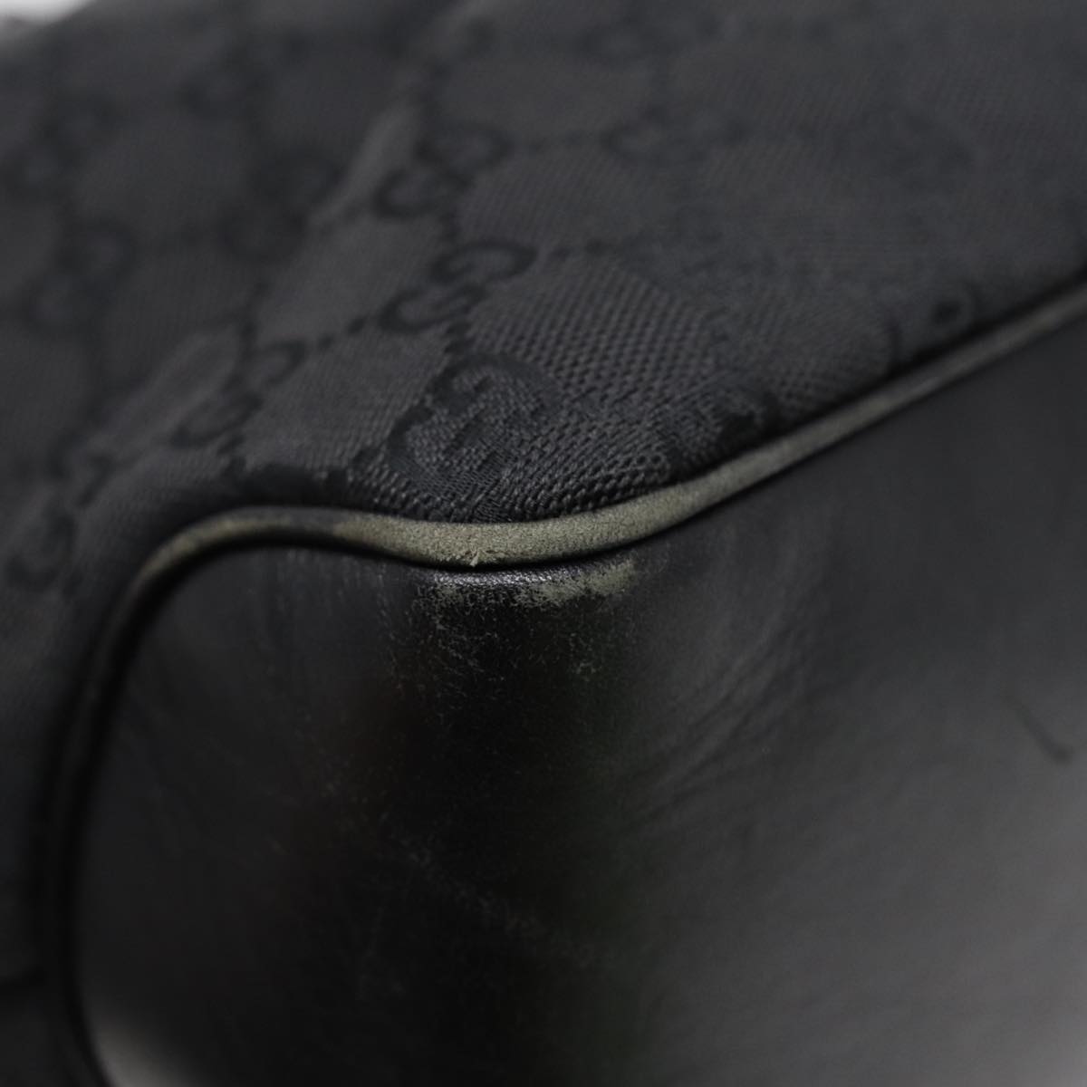 GUCCI GG Canvas Shoulder Bag Black Silver 109143 87750