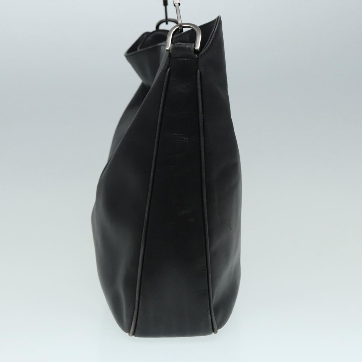 GUCCI Bamboo Shoulder Bag Leather 2way Black Silver 0011577 87779
