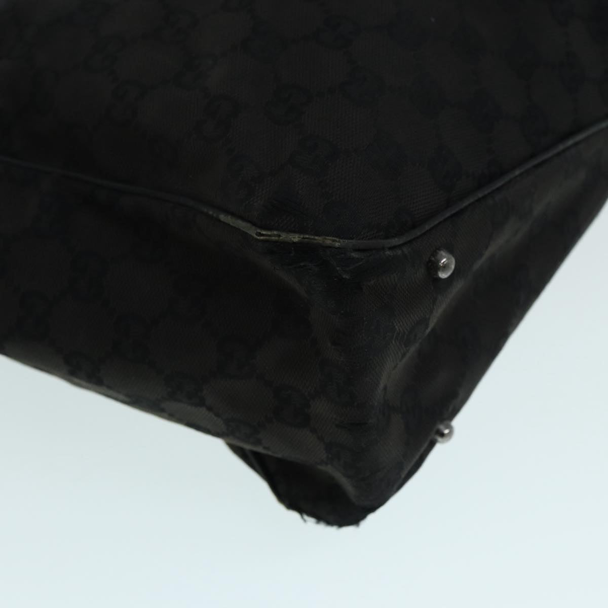GUCCI GG Canvas Shoulder Bag Black Silver 113017 002404 87780