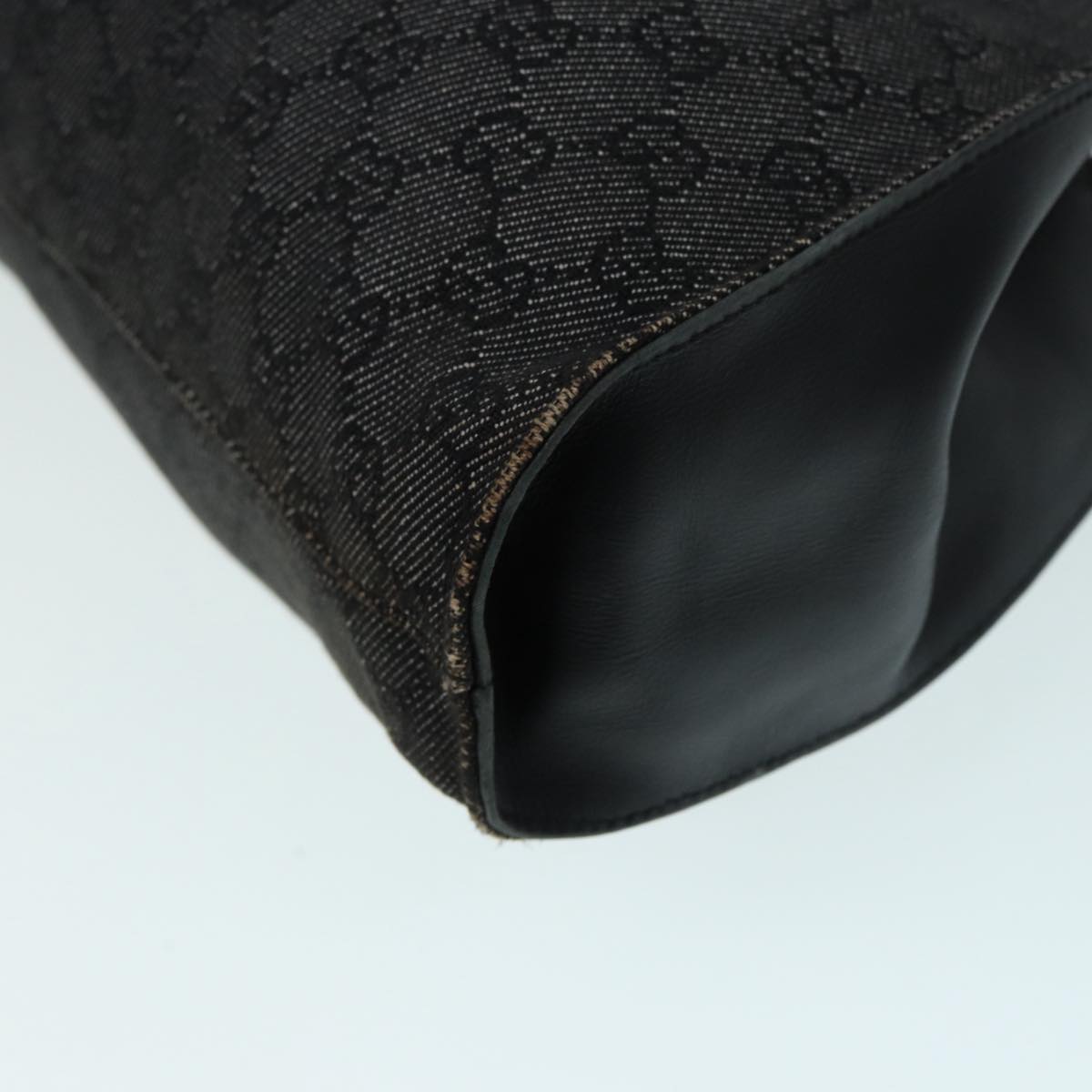GUCCI GG Canvas Hand Bag Black Silver 76554 87781