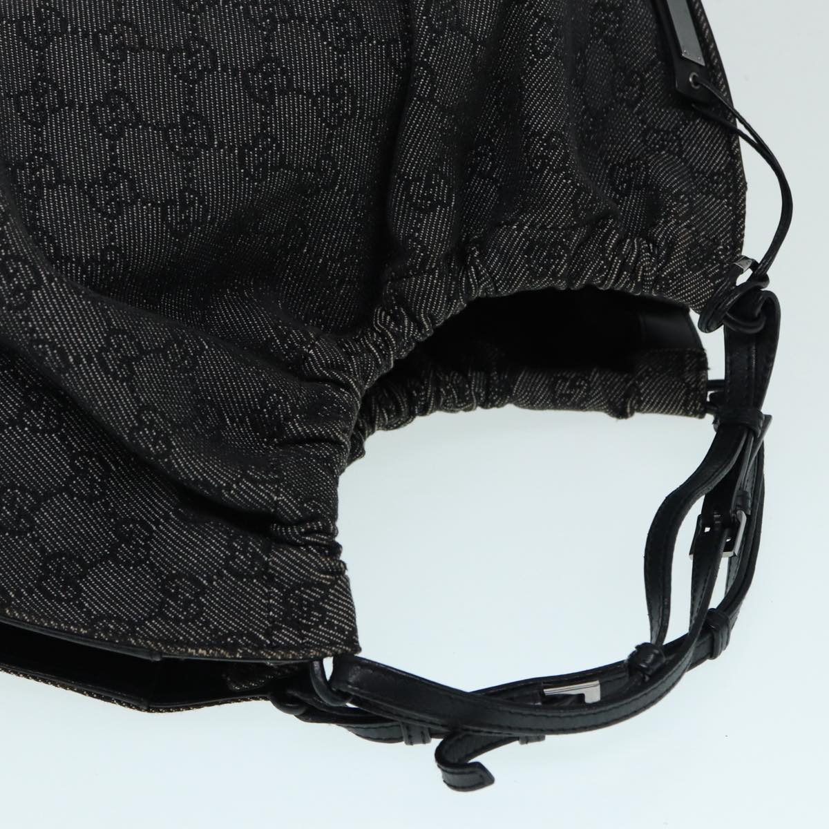 GUCCI GG Canvas Hand Bag Black Silver 76554 87781