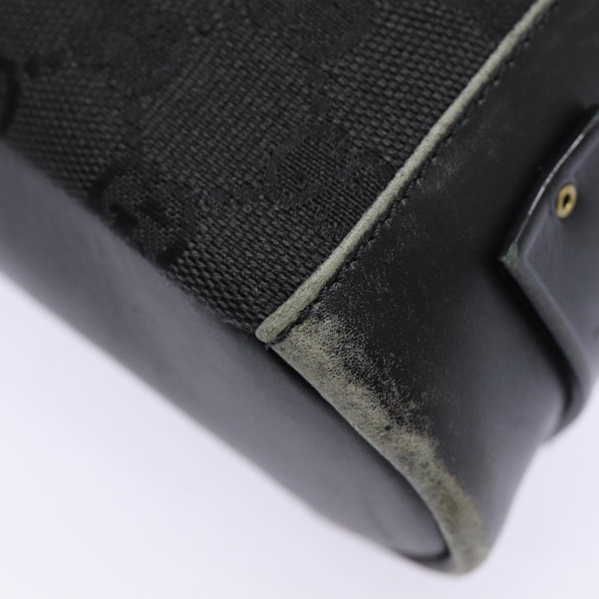 GUCCI GG Canvas Shoulder Bag Black Silver 91761 87782