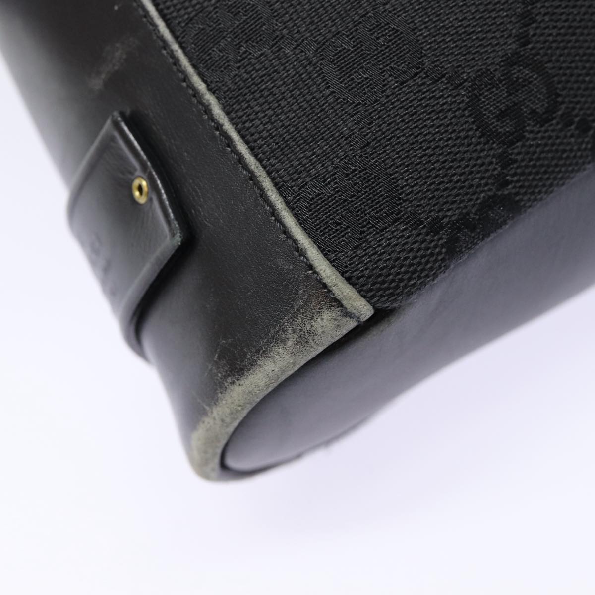 GUCCI GG Canvas Shoulder Bag Black Silver 91761 87782