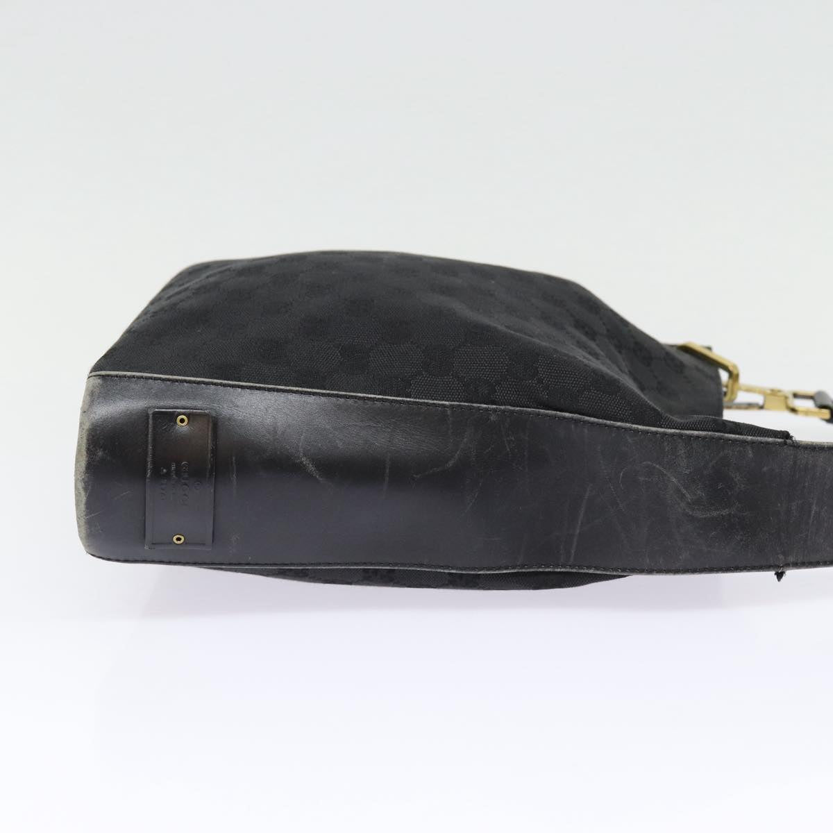 GUCCI GG Canvas Shoulder Bag Black Silver 91761 87782