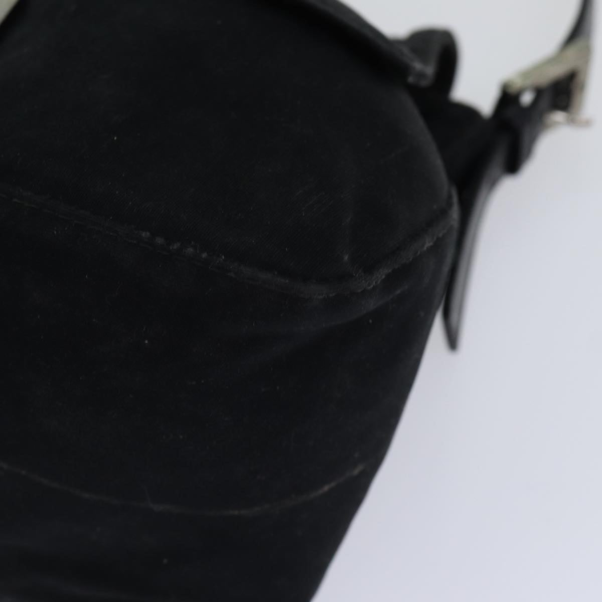 FENDI Mamma Baguette Shoulder Bag Nylon Black Silver 87809