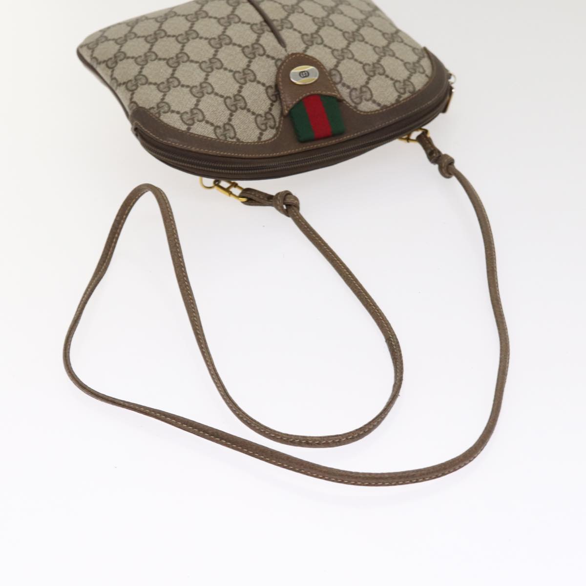 GUCCI GG Supreme Web Sherry Line Shoulder Bag PVC Beige 904 02 047 87866
