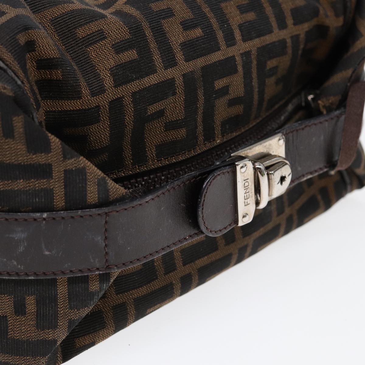 FENDI Zucca Canvas Vanity Pouch Brown Black Silver 87877
