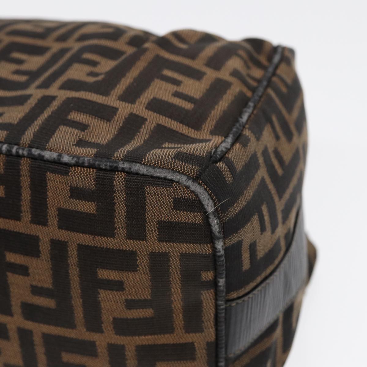FENDI Zucca Canvas Vanity Pouch Brown Black gold 87878