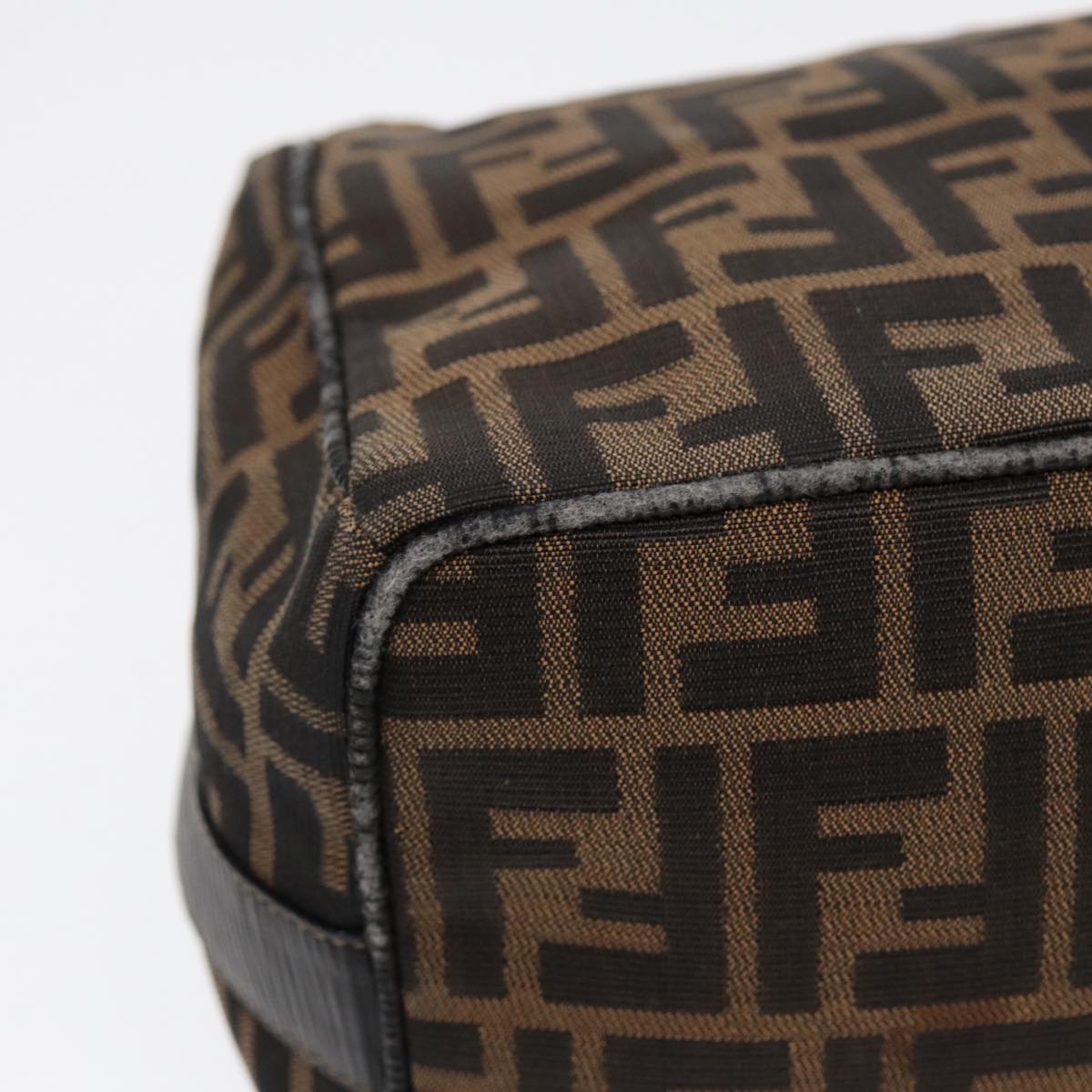 FENDI Zucca Canvas Vanity Pouch Brown Black gold 87878