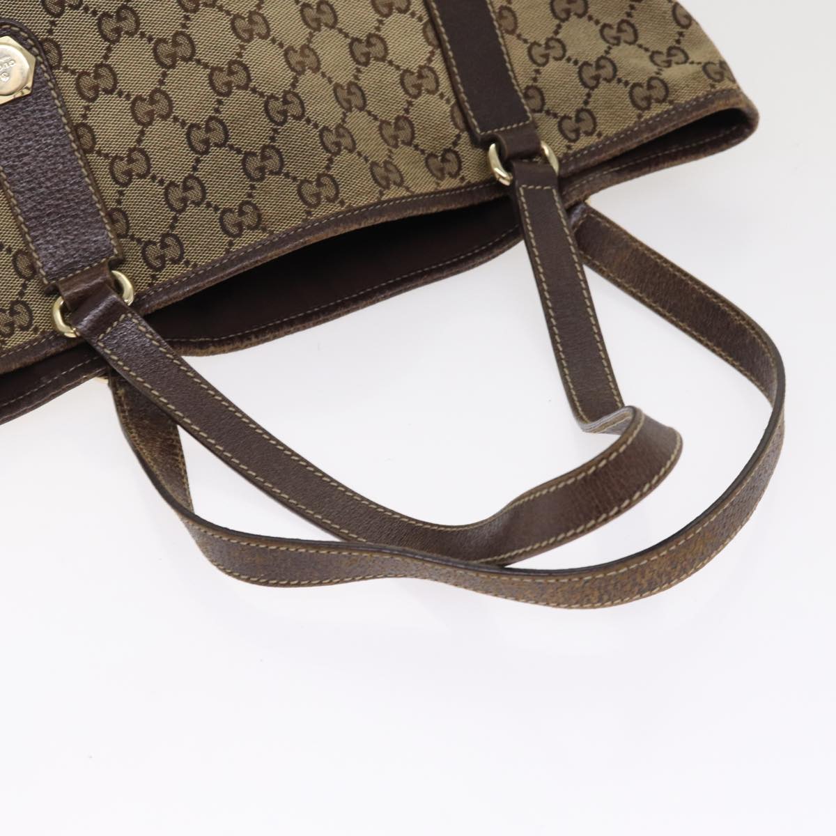 GUCCI GG Canvas Tote Bag Beige Gold 153009 87903