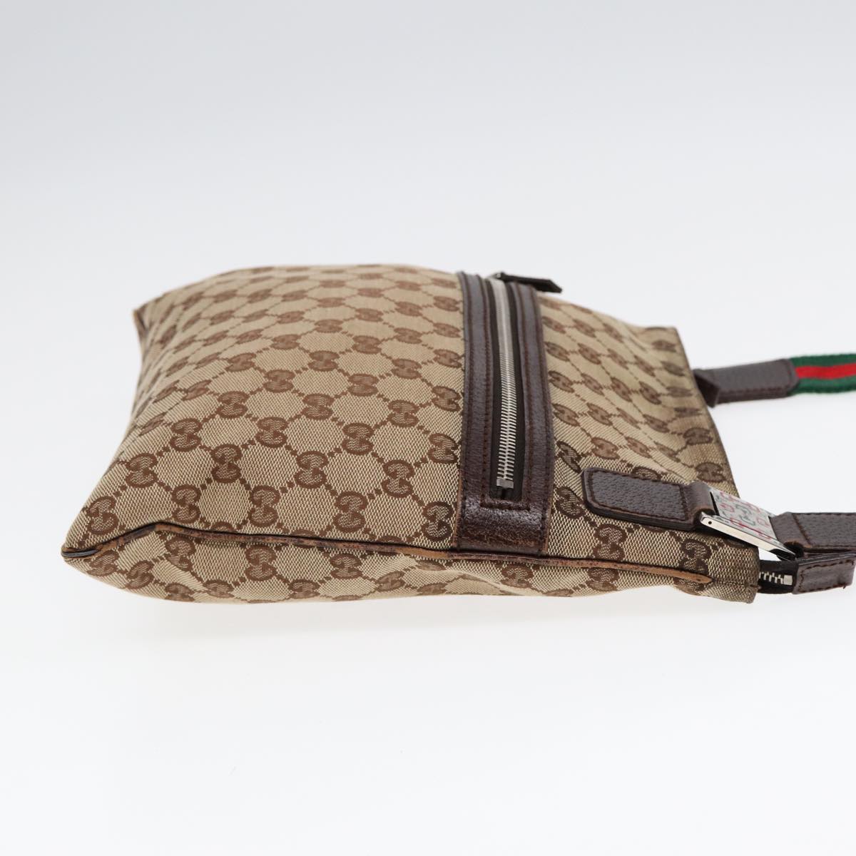 GUCCI GG Canvas Web Sherry Line Shoulder Bag Beige Red Green 145809 87905
