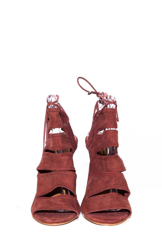 Aquazzura Burgundy Suede Heels SZ 38